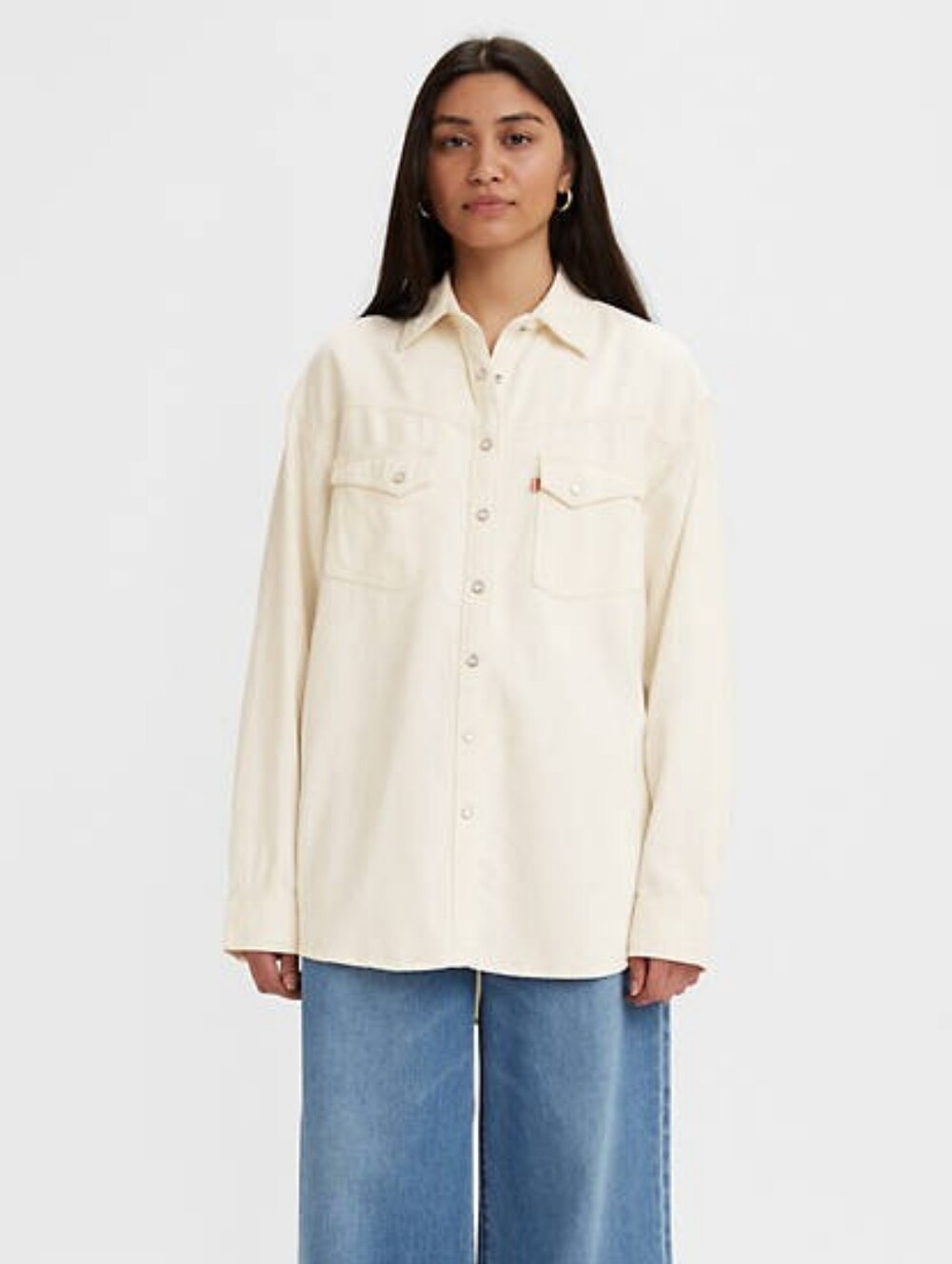 Levi's Over Sized Off-White Snap-Front Denim Western Shirt